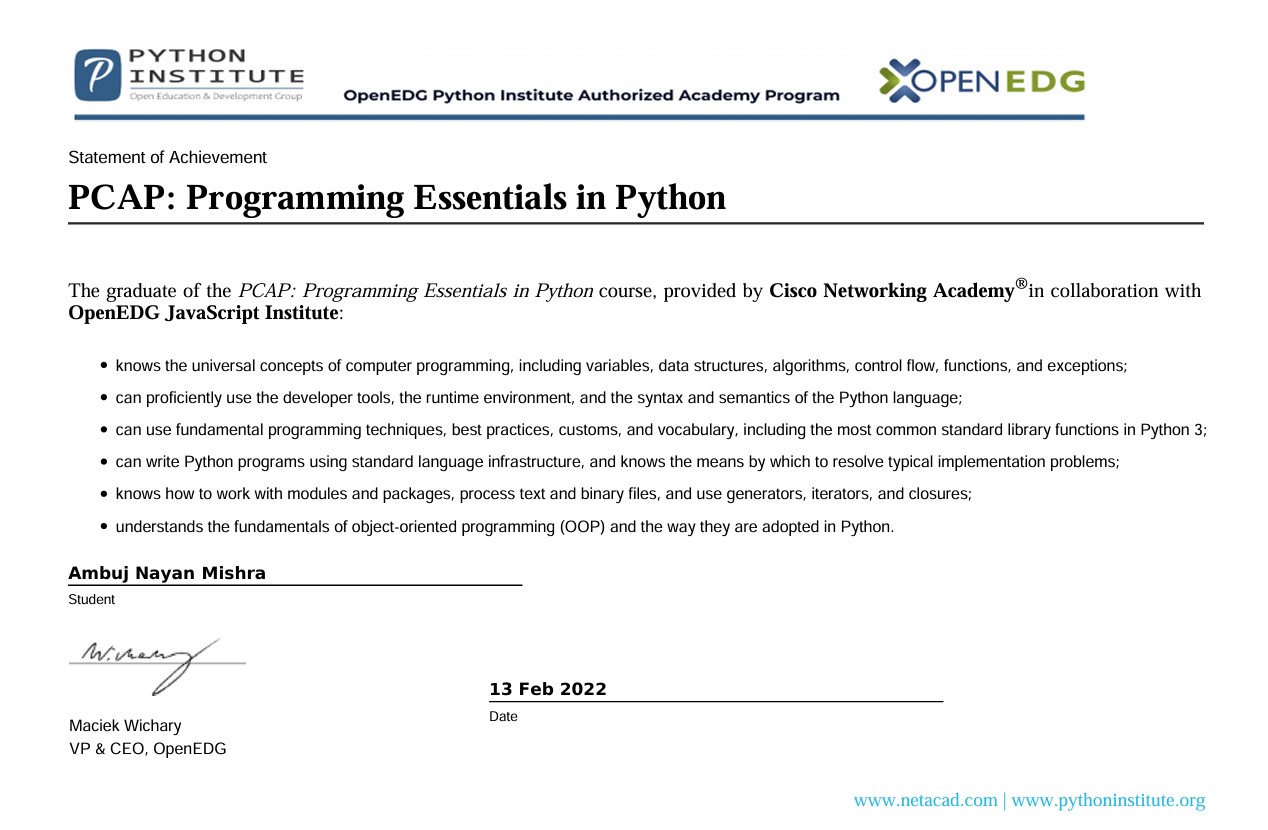 Python Cisco Certificate